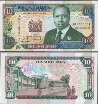 KENYA 10 Shillings 01.07.1990 P24b UNC