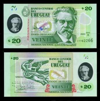 URUGUAY 20 Pesos 2020 P101a POLYMER UNC