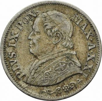 Vatican 10 Soldi 1867 Pope Pius IX Ασημένιο.