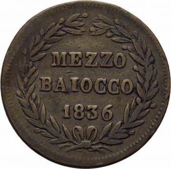 Vatican Mezzo Baioccho 1836 Pope Gregory XVI.