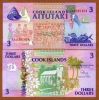 Cook Islands 3 Dollars 1992 Unc Scarce And Beautiful