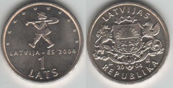 Latvia 1 lats 2004 Child with shovel km#61 UNC