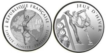 FRANCE. 10 Euro Silver Proof Jeux d'Hiver - Winter Games 2011 - Free shipping E.U.
