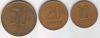 Lithuania 3 coins set: 10, 20, 50 centu 1991