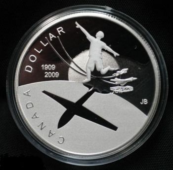 CANADA. 1 Dollar Sterling Silver Proof  2009 - 100th Anniversary of Flight in Canada