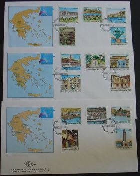 GREECE 1990 CAPITALS OF PREFECTURES PART 2 SET OF 3 FDC