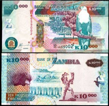ZAMBIA 10000 KWACHA 2008 UNC