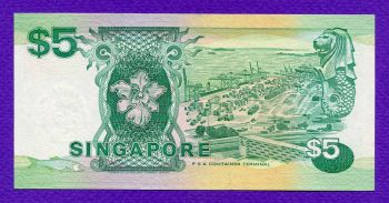 SINGAPORE 5 DOLLARS 1989 UNC