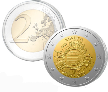 MALTA  2 EURO 2012   10 Years of EURO cash  UNC