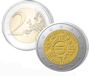 ITALY  2 EURO 2012   10 Years of EURO cash  UNC