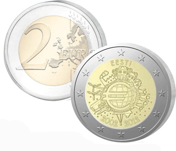 ESTONIA  2 EURO 2012   10 Years of EURO cash  UNC