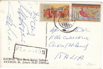 Greece Postcard & Stamp - Patmos St. John's Holy convent