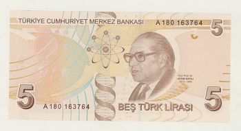 TURKEY - 5 LIRA 2009 UNC - P 222