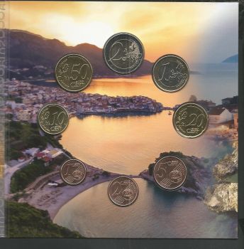 Greece: Blister (Triptych) 2019 (SAMOS) with all EURO coins ( 2 EURO with Europe !)