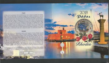 Greece: Blister (Triptych) 2018 (rhodes) with all EURO coins ( 2 EURO with Europe !)