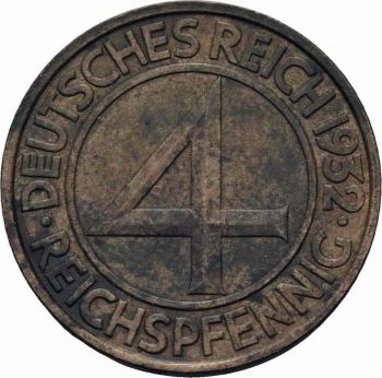 Βαϊμάρη 4 Reichspfennig 1932 A Berlin ΕΞΑΙΡΕΤΙΚΟΤΑΤΟ!!