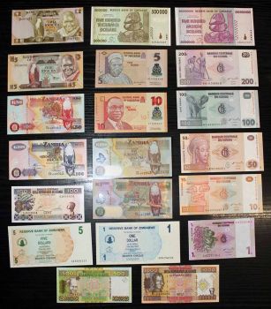 ΑΦΡΙΚΗ ΣΥΛΛΟΓΗ ΜΕ 20 UNC ΧΑΡΤΟΝΟΜΙΣΜΑΤΑ