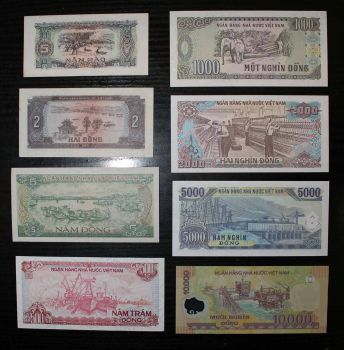 VIETNAM συλλογή με 8 χαρτονομίσματα σε ακυκλοφόρητη κατάσταση