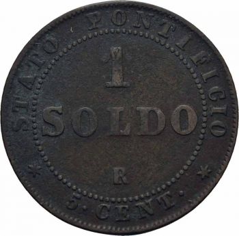 Vatican 1 Soldo 1866 Pope Pius IX