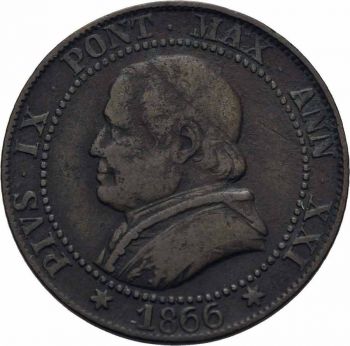 Vatican 1 Soldo 1866 Pope Pius IX