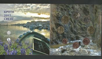 Greece: Blister (Triptych) 2019 (Creta) with all EURO coins ( 2 EURO with Europe !)