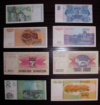 ΕΥΡΩΠΗ συλλογή με 8 χαρτονομίσματα σε ακυκλοφόρητη κατάσταση