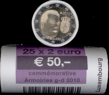 Luxembourg 2 Euro roll CC 2010 Arms of the Grand Duke
