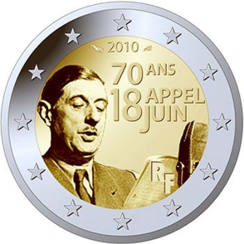 FRANCE 2010 2 EURO CHARLES DE GAULLE UNC