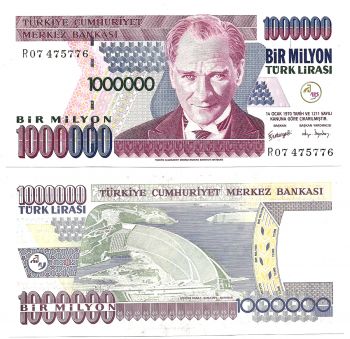 Turkey 1000000 Lira L.1970 (1985) Pick 209 UNC serial R