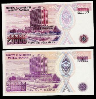 TURKEY L 1970 ( 1988 & 1995 ) -2 X 20000 LIRA - P201 & P202 - UNC