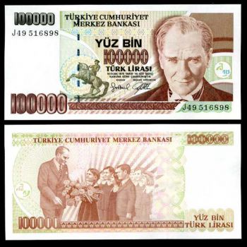 TURKEY  100,000 LIRA 1970 (1997) UNC P 206