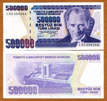 Turkey - 500000 Lirasi 1970 (1993) UNC, pick 208