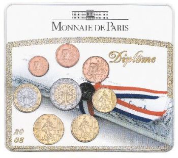 FRANCE mini-set Euro BU 2008 - DIPLOME