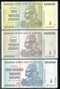 ZIMBABWE SET 10,50,100 TRILLION DOLLARS 2008 P-NEW UNC