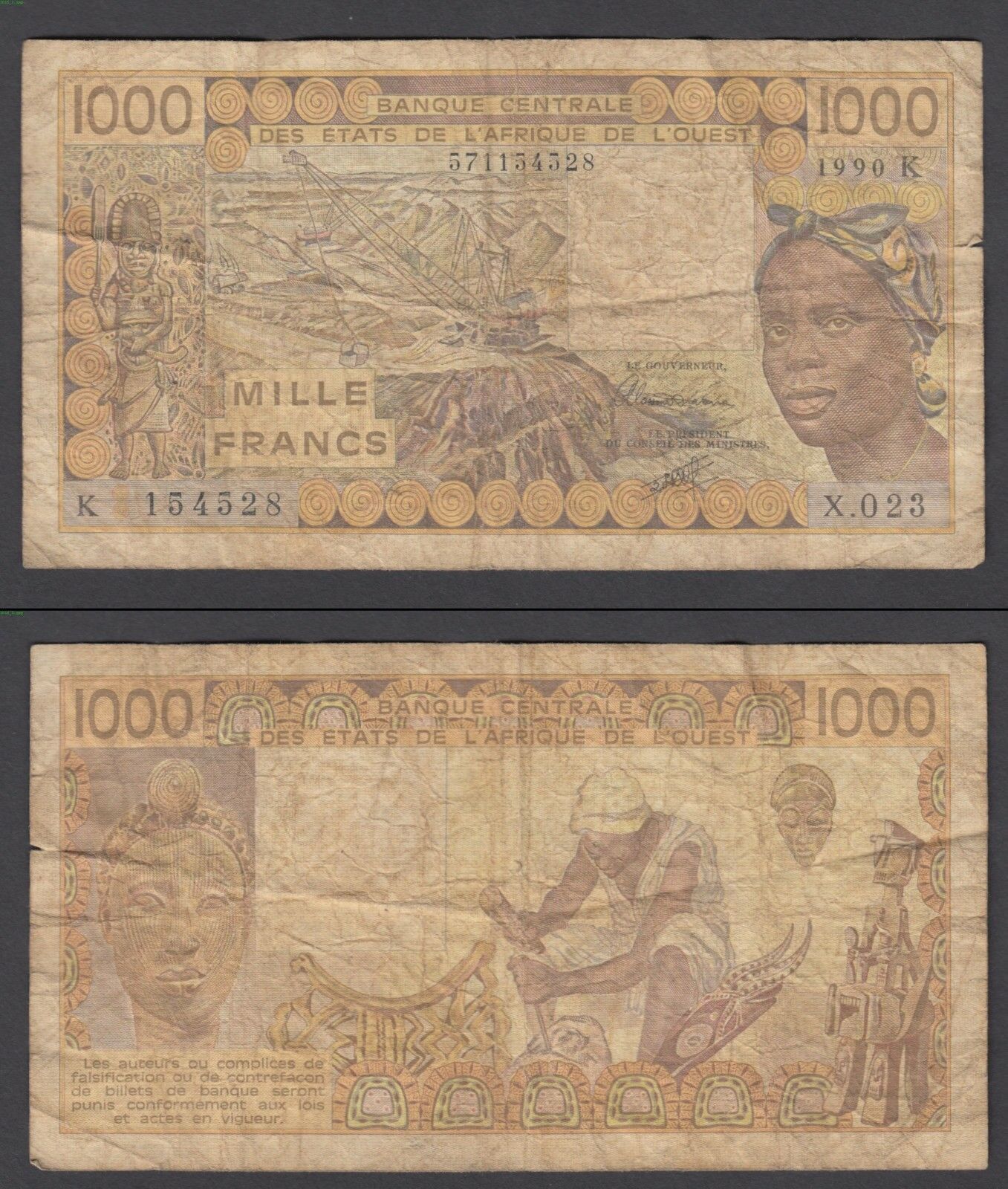 Paper Money Africa SENEGAL (WEST. AFRICAN STATES) 500 Francs 1993 P