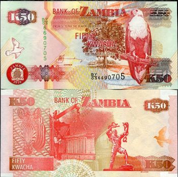 ZAMBIA 50 KWACHA 2010 P 37 UNC