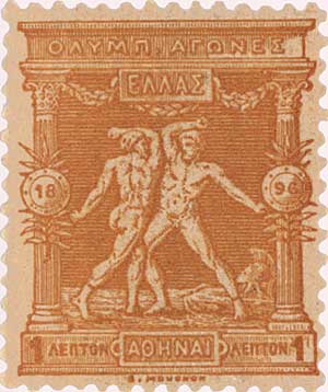 olympic games 1896 stamps -  1 lepto