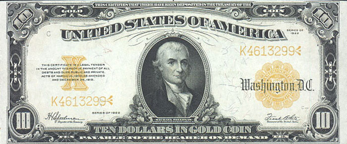 us banknotes - ten dollars