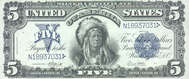 us banknotes - five dollars