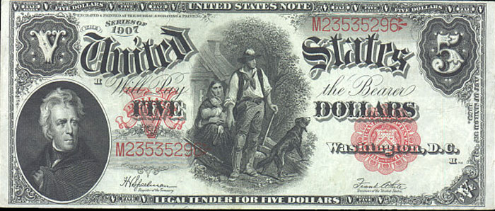 us banknotes - five dollars